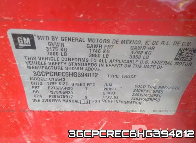 3GCPCREC6HG394012 фото 10