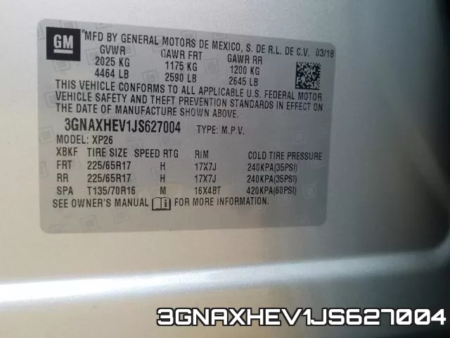 3GNAXHEV1JS627004 фото 2