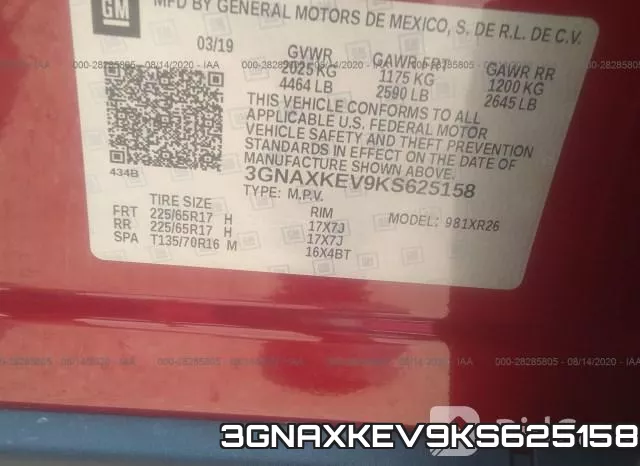3GNAXKEV9KS625158 фото 10