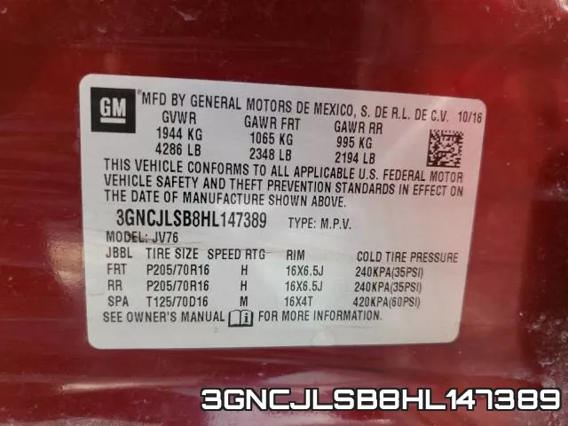3GNCJLSB8HL147389 фото 2