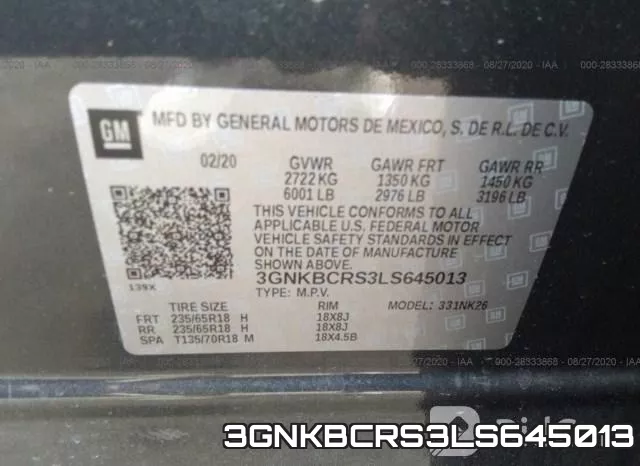 3GNKBCRS3LS645013 фото 10