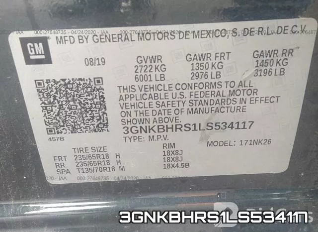 3GNKBHRS1LS534117 фото 10
