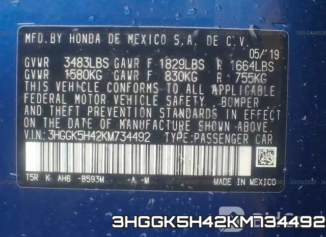 3HGGK5H42KM734492 фото 10