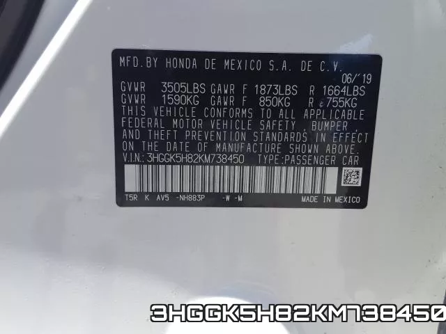 3HGGK5H82KM738450 фото 2