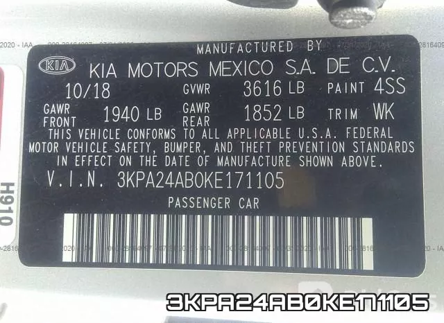 3KPA24AB0KE171105 фото 9