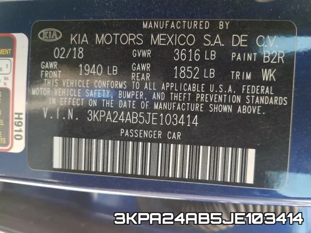 3KPA24AB5JE103414 фото 2