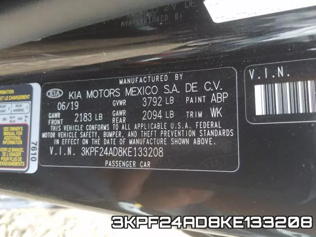 3KPF24AD8KE133208 фото 2