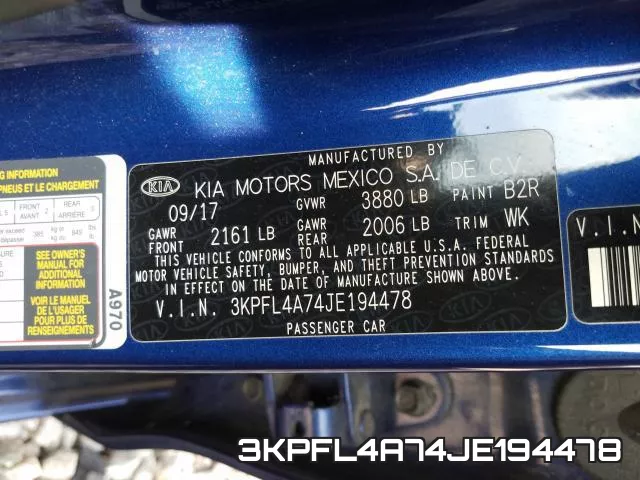 3KPFL4A74JE194478 фото 2