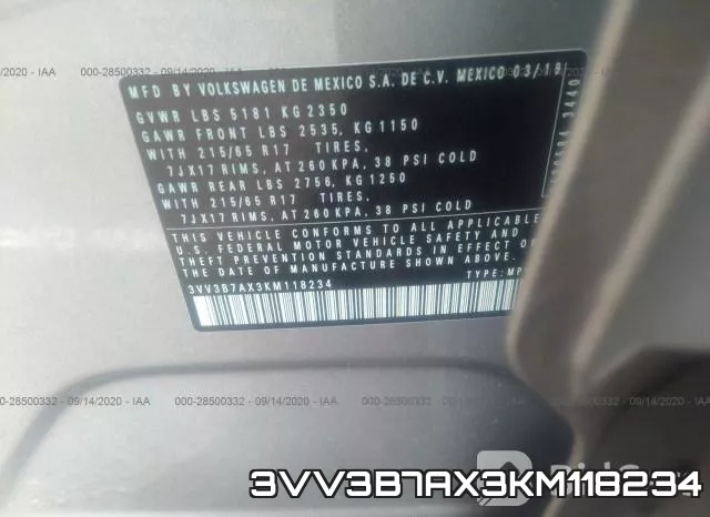 3VV3B7AX3KM118234 фото 10