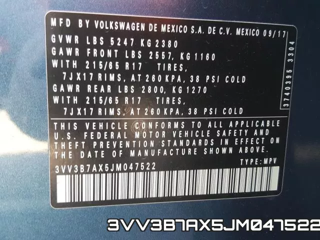 3VV3B7AX5JM047522 фото 2