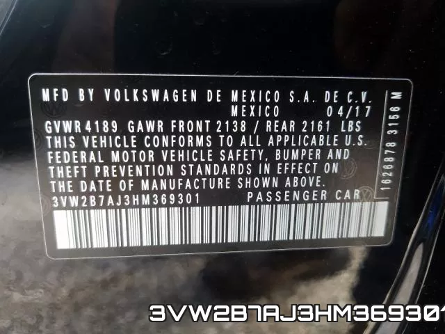 3VW2B7AJ3HM369301 фото 2
