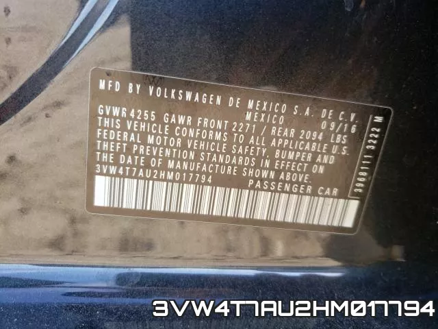 3VW4T7AU2HM017794 фото 2