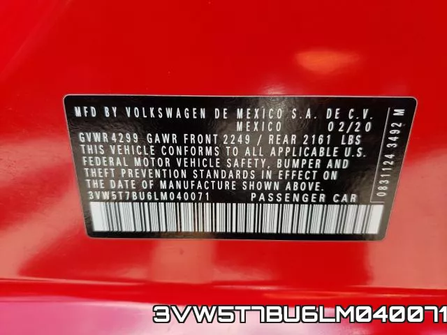 3VW5T7BU6LM040071 фото 2