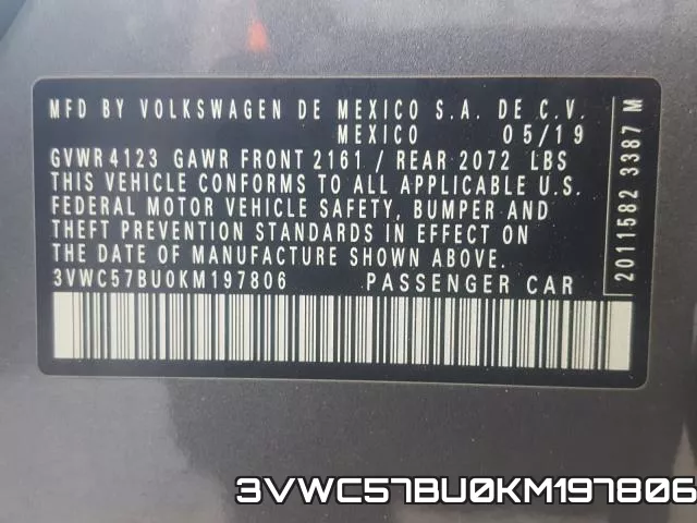 3VWC57BU0KM197806 фото 2