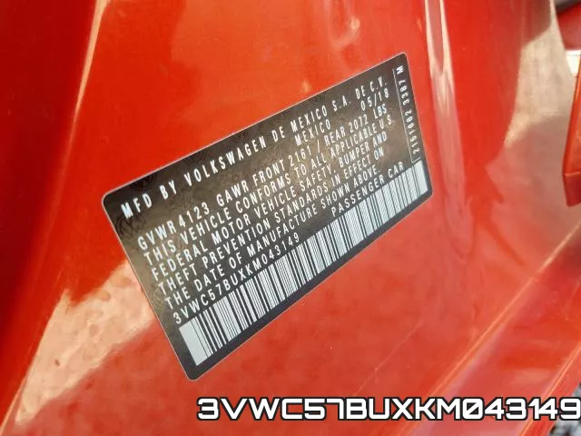 3VWC57BUXKM043149 фото 2