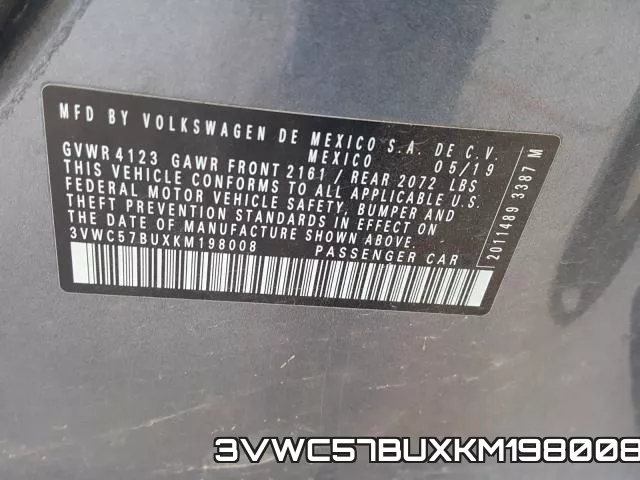 3VWC57BUXKM198008 фото 2