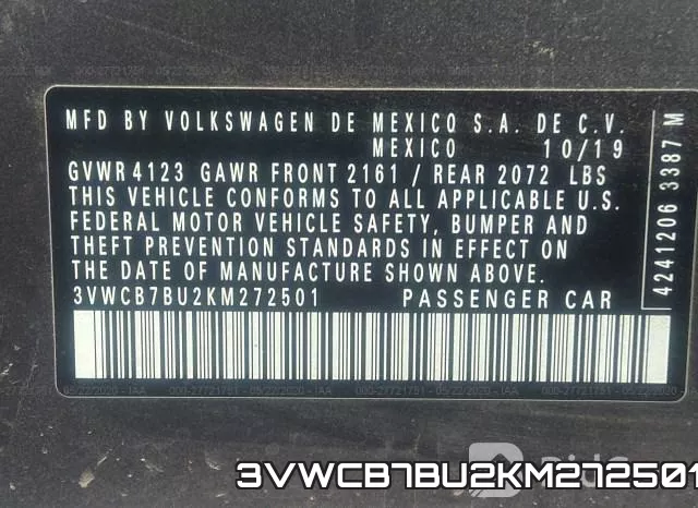 3VWCB7BU2KM272501 фото 10