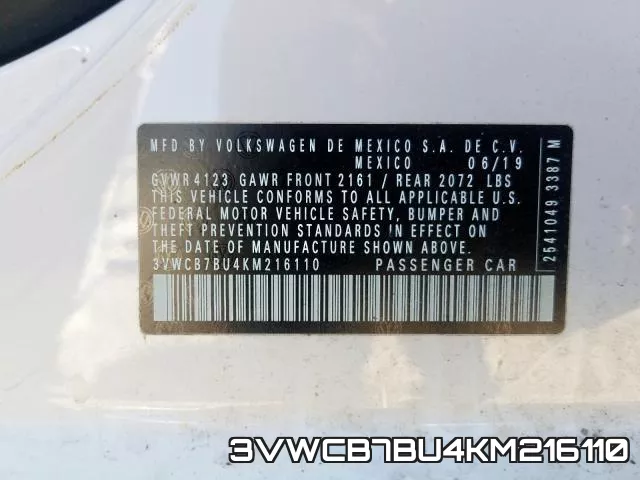 3VWCB7BU4KM216110 фото 2
