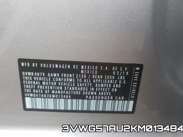3VWG57AU2KM013484 фото 2