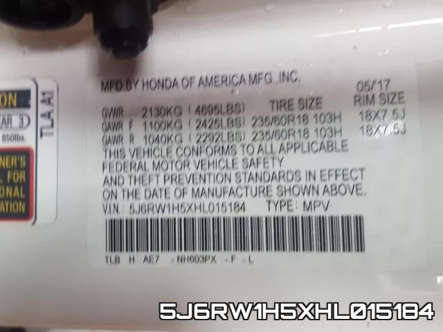 5J6RW1H5XHL015184 фото 2