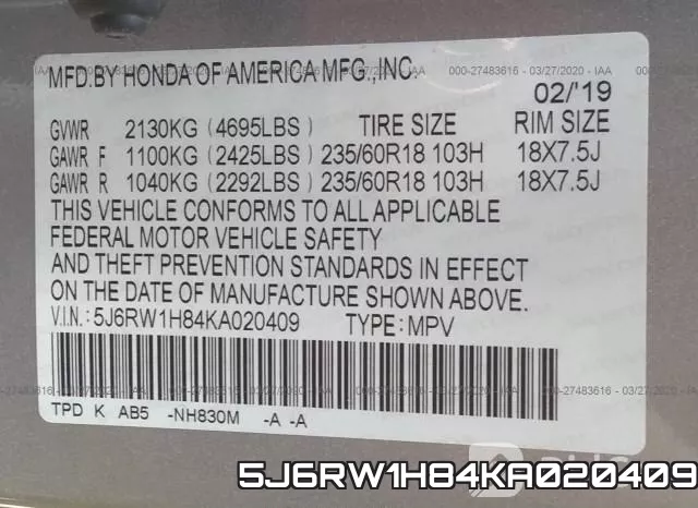 5J6RW1H84KA020409 фото 10