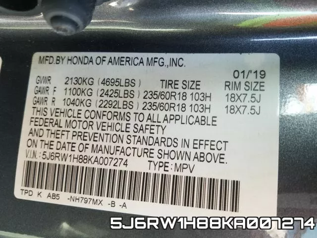 5J6RW1H88KA007274 фото 2