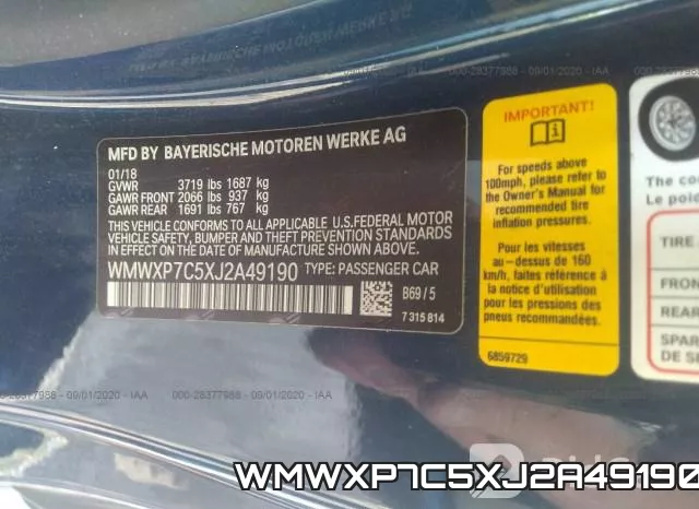 WMWXP7C5XJ2A49190 фото 10