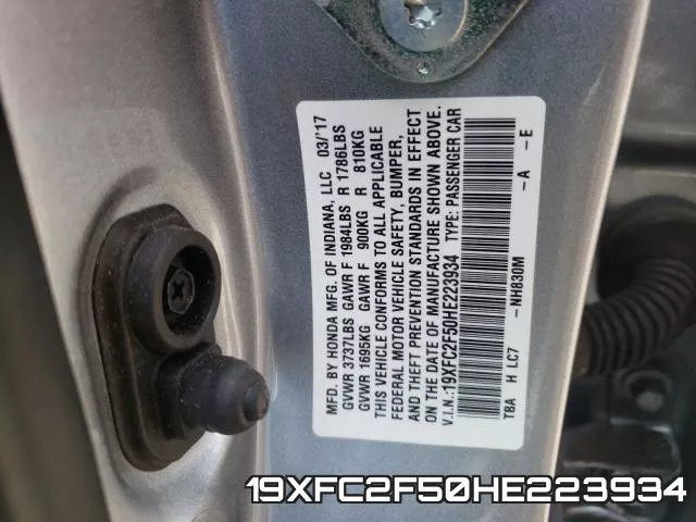 19XFC2F50HE223934 фото 2