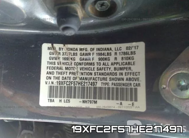 19XFC2F57HE217497 фото 10