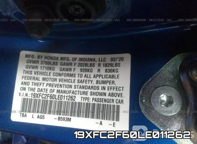 19XFC2F60LE011262 фото 10