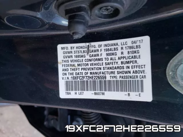19XFC2F72HE226559 фото 2