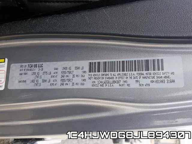 1C4HJWDG8JL894307 фото 2