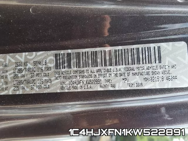 1C4HJXFN1KW522891 фото 2
