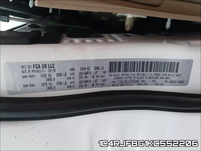 1C4RJFBG1KC552206 фото 2