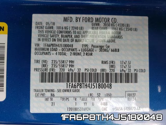 1FA6P8TH4J5180048 фото 2