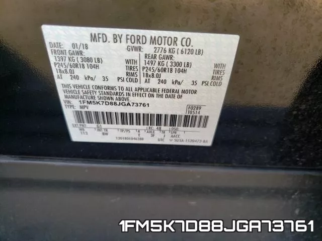 1FM5K7D88JGA73761 фото 2