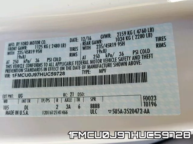 1FMCU0J97HUC59728 фото 2