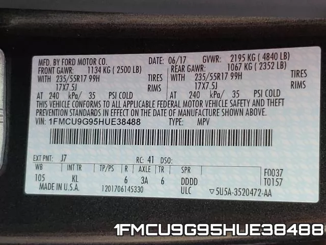 1FMCU9G95HUE38488 фото 2