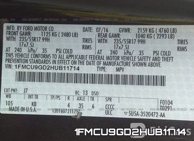 1FMCU9GD2HUB11714 фото 10