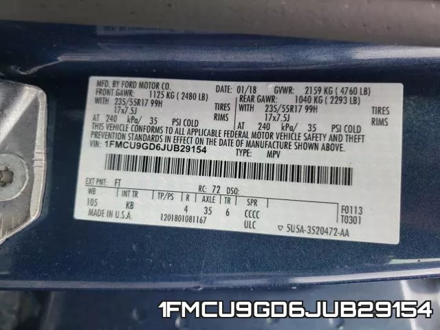 1FMCU9GD6JUB29154 фото 2