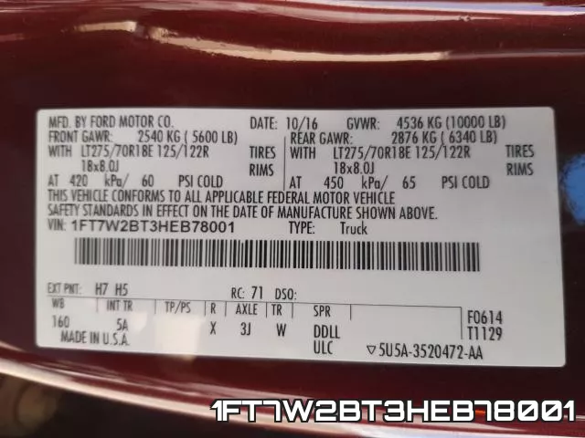 1FT7W2BT3HEB78001 фото 2
