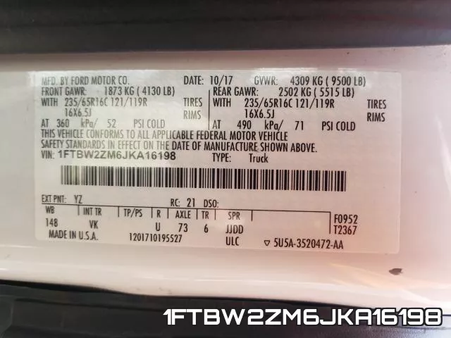1FTBW2ZM6JKA16198 фото 2
