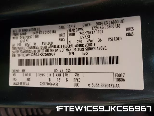 1FTEW1C59JKC56967 фото 2