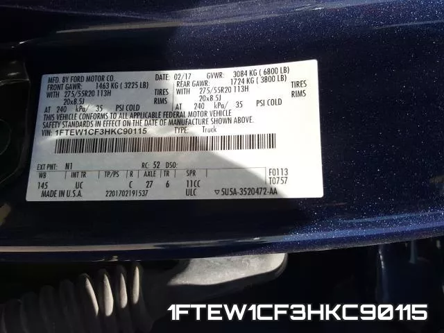 1FTEW1CF3HKC90115 фото 2