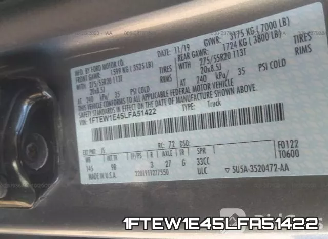 1FTEW1E45LFA51422 фото 10