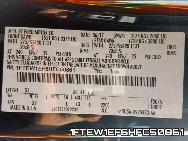 1FTEW1EF6HFC50861 фото 2