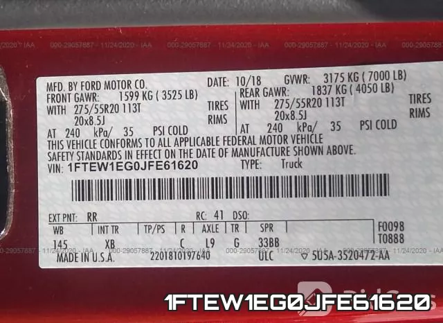 1FTEW1EG0JFE61620 фото 10