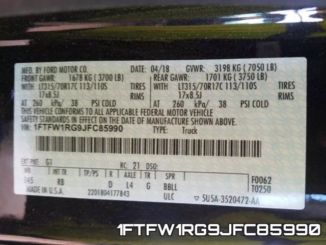 1FTFW1RG9JFC85990 фото 2