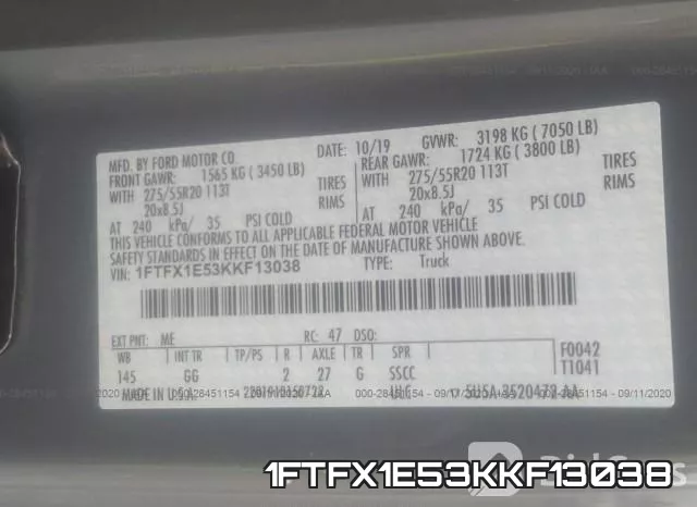 1FTFX1E53KKF13038 фото 10