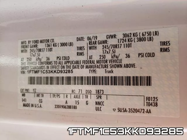 1FTMF1C53KKD93285 фото 2